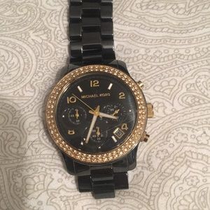 Michael Kors Ceramic Watch Black & Gold
